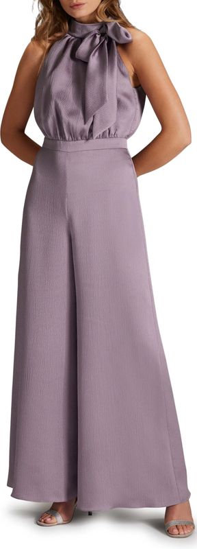 Swing - Jumpsuit - Paars - Halslijn: Opstaande Kraag