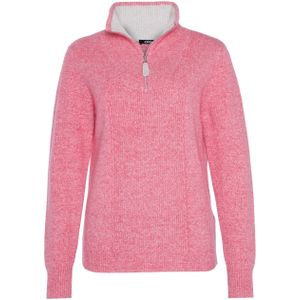 Olsen Dames trui roze (Maat: 36) - Mélange - Halslijn: Opstaande kraag met rits,