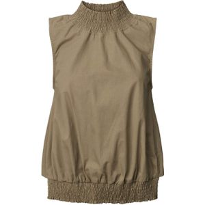 Rabens Saloner Top groen (Maat: M) - Effen - Halslijn: Opstaande kraag,