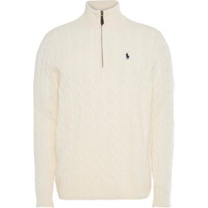 Ralph Lauren Trui met rits ecru (Maat: L) - Halslijn: Opstaande kraag met rits,