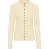 Karen By Simonsen Dames vest ecru (Maat: M) - Effen - Halslijn: Polokraag,