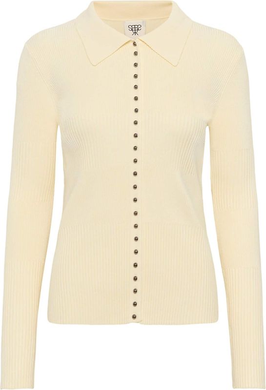 Karen By Simonsen Dames vest ecru (Maat: M) - Effen - Halslijn: Polokraag,