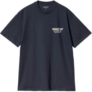 Carhartt WIP T-shirt blauw (Maat: L) - Tekst - Halslijn: Ronde hals,