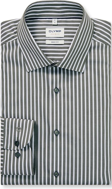 Olymp Level 5 Heren overhemd lange mouw groen (Maat: 40) - Streep