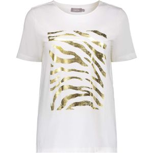 Geisha T-shirt ecru (Maat: XS) - Glitter - Halslijn: Ronde hals,