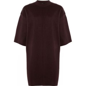 OPUS - Jurk - Bruin - Effen - Halslijn: Opstaande Kraag