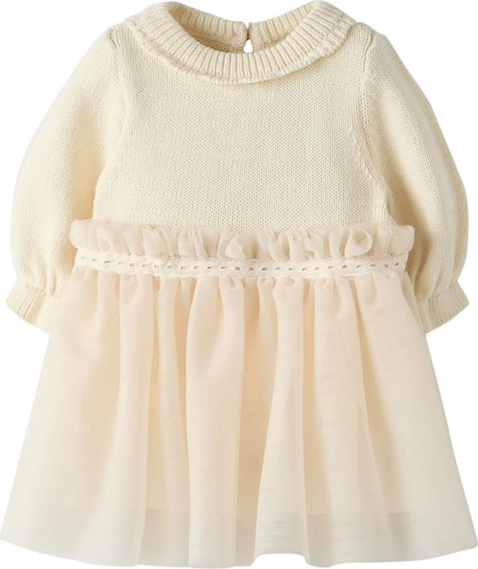 Lil' Atelier Meisjes jurk ecru (Maat: 56) - Baby