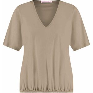 Studio Anneloes T-shirt beige (Maat: M) - Effen - Halslijn: V-hals,