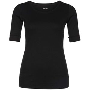 Marc Cain Essentials T-shirt zwart (Maat: 40) - Effen - Halslijn: Ronde hals,