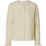 Selected Femme Dames vest ecru (Maat: M) - Effen - Halslijn: Ronde hals,