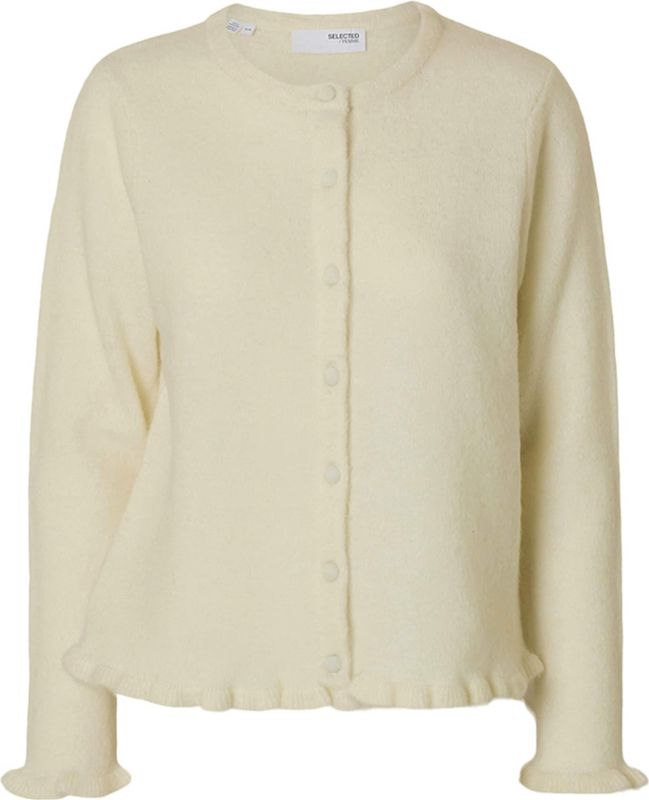 Selected Femme Dames vest ecru (Maat: M) - Effen - Halslijn: Ronde hals,