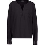 Monari Dames longsleeve zwart (Maat: 38) - Effen - Halslijn: V-hals,