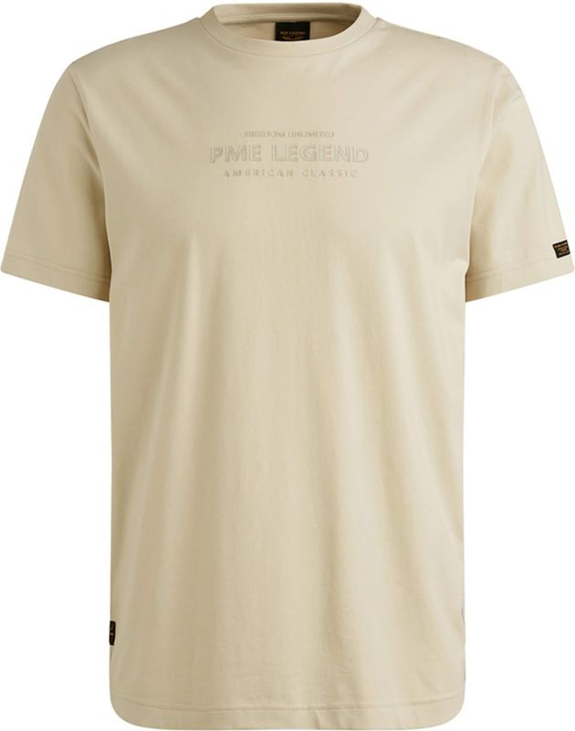PME Legend Heren t-shirt ecru (Maat: S) - Tekst - Halslijn: Ronde hals,