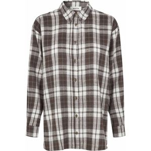 Modström - Blouse - Bruin - Ruit - Polokraag