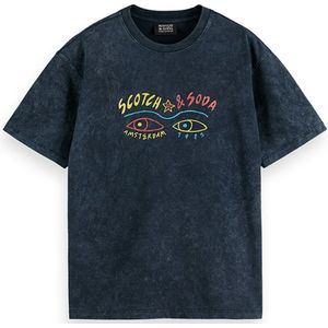 Scotch & Soda Heren t-shirt zwart (Maat: S) - Fotoprint - Halslijn: Ronde hals,