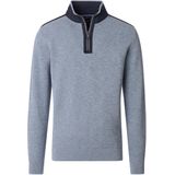 Casa Moda Heren trui met rits blauw (Maat: L) - Halslijn: Opstaande kraag met rits,