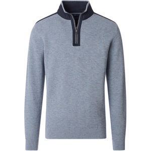 Casa Moda Heren trui met rits blauw (Maat: S) - Halslijn: Opstaande kraag met rits,