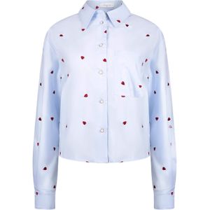 Nukus Dames blouse blauw (Maat: XS) - Halslijn: Polokraag,