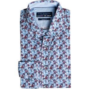 R.B.Boston Heren overhemd lange mouw rood (Maat: L)