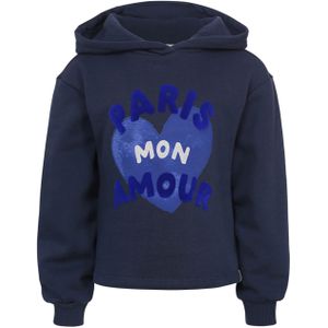 Looxs Little Meisjes hoodie blauw (Maat: 116) - Tekst - Halslijn: Capuchon,