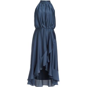 Swing Dames jurk blauw (Maat: 34) - Effen - Halslijn: Opstaande kraag,