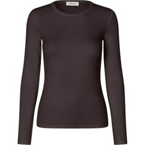 Modström Dames longsleeve bruin (Maat: XS) - Effen - Halslijn: Ronde hals,