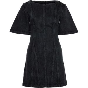 Laagam Dames jurk grijs (Maat: XS) - Effen - Halslijn: Ronde hals,