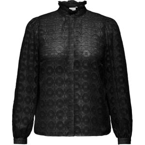 Only Carmakoma Dames blouse zwart (Maat: 48) - Halslijn: Opstaande kraag,