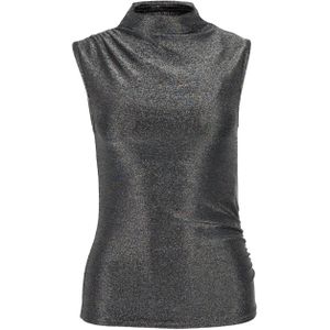 LUISA CERANO Top grijs (Maat: 36) - Glitter - Halslijn: Opstaande kraag,