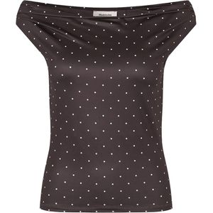 Modström Dames top bruin (Maat: XS) - Stip - Halslijn: Off shoulder,