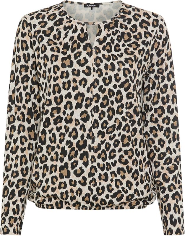 Olsen Dames longsleeve beige (Maat: 38) - Halslijn: Ronde hals,