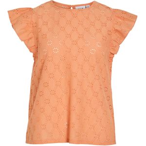 Vila T-shirt oranje (Maat: S) - Effen - Halslijn: Ronde hals,