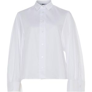 Est'Seven Dames blouse wit (Maat: XS) - Effen - Halslijn: Polokraag,