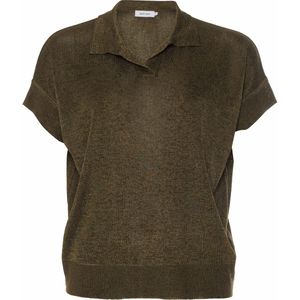 Knit-ted T-shirt groen (Maat: XL) - Effen - Halslijn: Kraag,