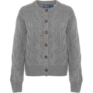 Ralph Lauren Dames vest grijs (Maat: S) - Kabelpatroon - Halslijn: Ronde hals,