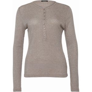 OPUS Dames longsleeve beige (Maat: 36) - Glitter - Halslijn: Ronde hals,