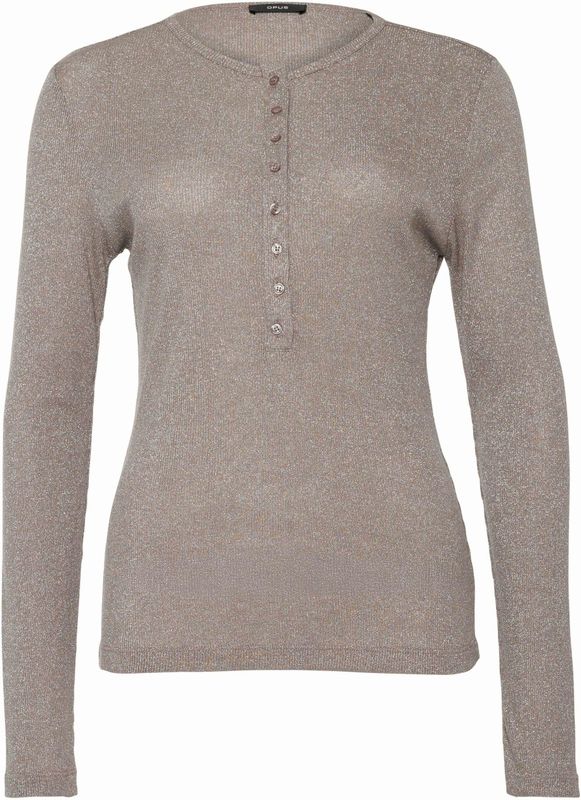 OPUS Dames longsleeve beige (Maat: 36) - Glitter - Halslijn: Ronde hals,