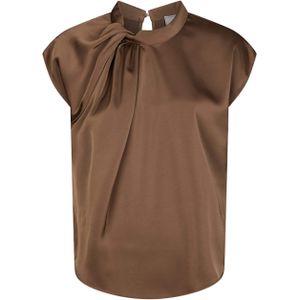 Neo Noir - Fleur Drapy Satin Blouse - Bruin - Dames