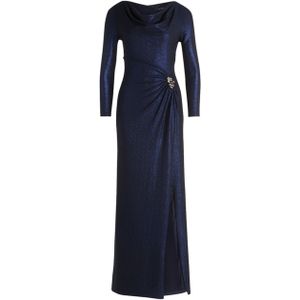 Vera Mont Dames jurk blauw (Maat: 40) - Glitter - Halslijn: Watervalhals,