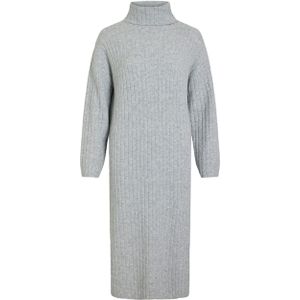 VILA - VILASSIA - Jurk - Grijs Melange - Lange Mouwen - Col