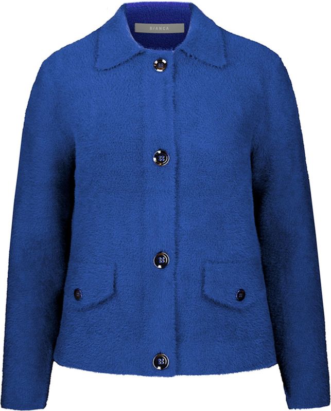 Bianca - Vest - Blauw - Effen - Halslijn Polokraag