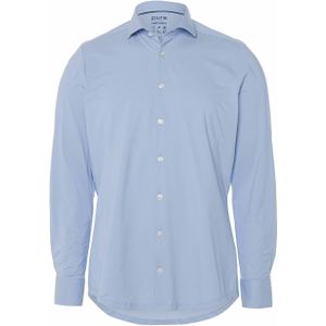 Pure Heren overhemd lange mouw blauw (Maat: 40) - Effen