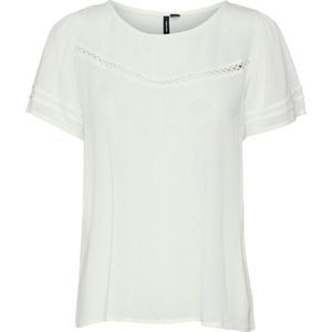Vero moda T-shirt ecru (Maat: S) - Effen - Halslijn: Ronde hals,