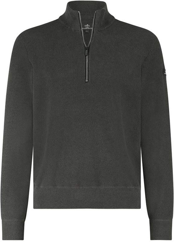 Bluefields - Pullover Sportzip - Grijs - Effen - Halslijn Opstaande Kraag met Rits