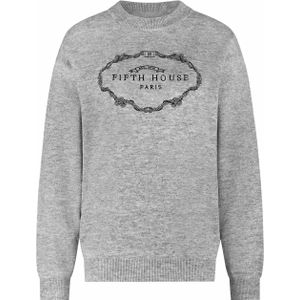 Fifth House Dames trui grijs (Maat: 34) - TekstMélange - Halslijn: Ronde hals,