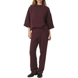 Neo Noir Arlo Crepe jumpsuit bordeaux (Maat: 36) - Effen - Halslijn: Opstaande kraag,