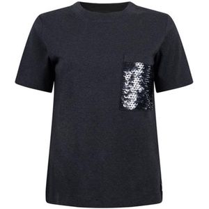 JANSEN Amsterdam Dames t-shirt grijs (Maat: S) - Mélange - Halslijn: Ronde hals,