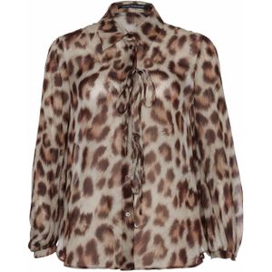 LUISA CERANO blouse bruin (Maat: 38) - Halslijn: Polokraag,