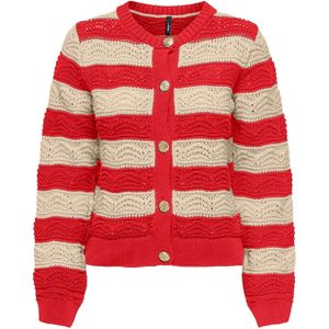 Only Vest rood (Maat: M) - Streep - Halslijn: Ronde hals,