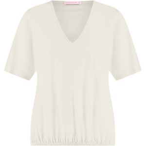 Studio Anneloes T-shirt ecru (Maat: XXS) - Effen - Halslijn: V-hals,
